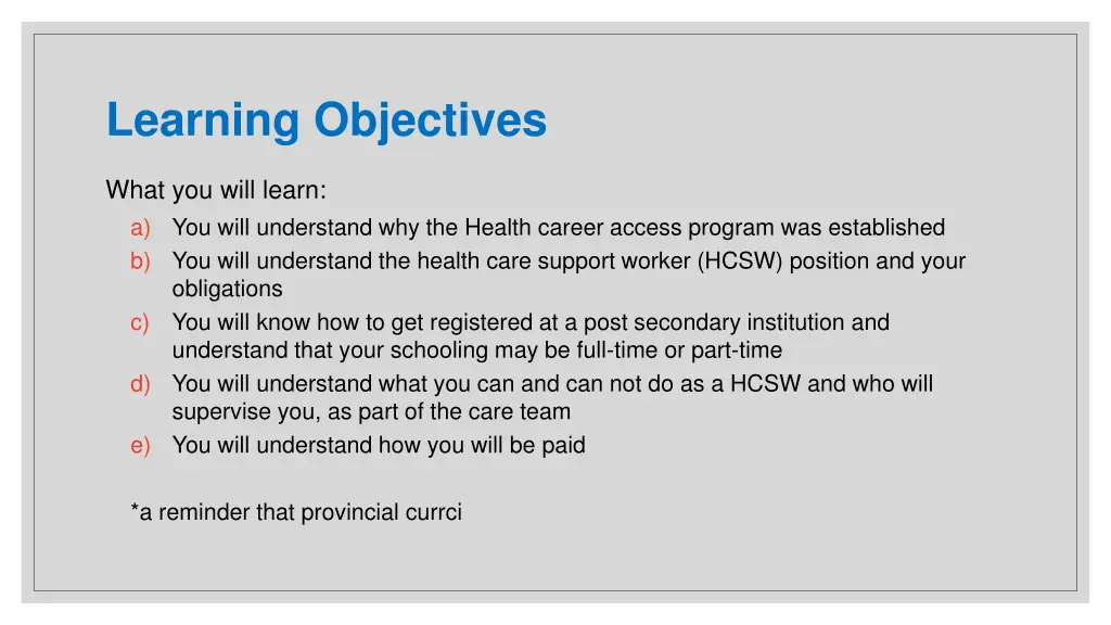 learning objectives
