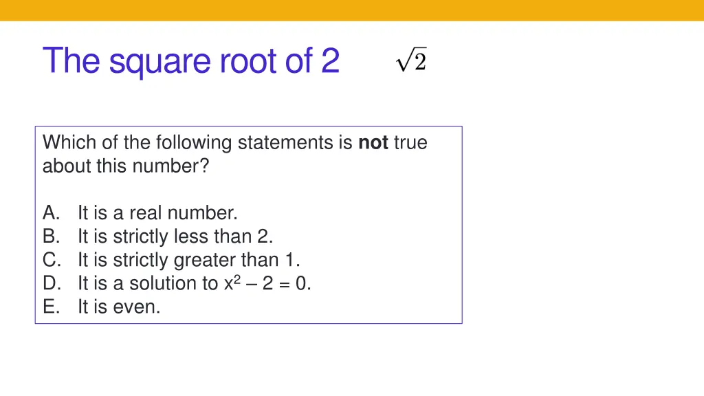 the square root of 2