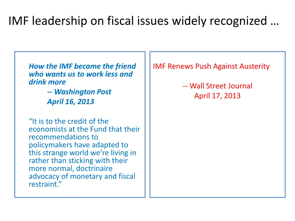 imf leadership on fiscal issues widely recognized 1