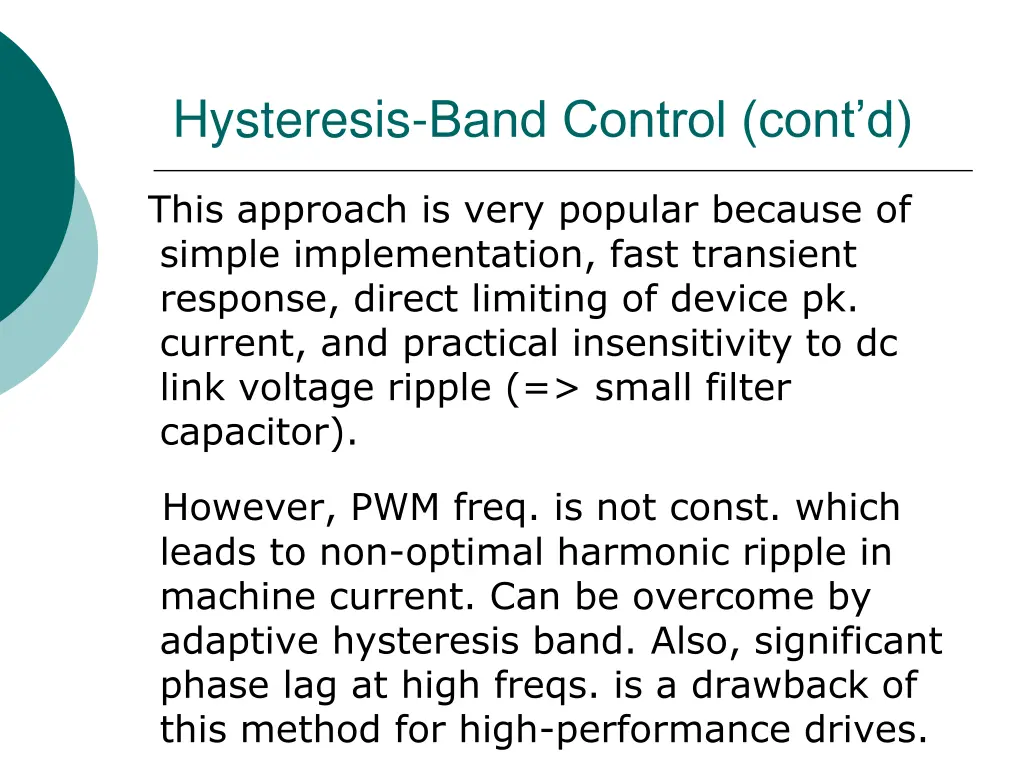 hysteresis band control cont d 5