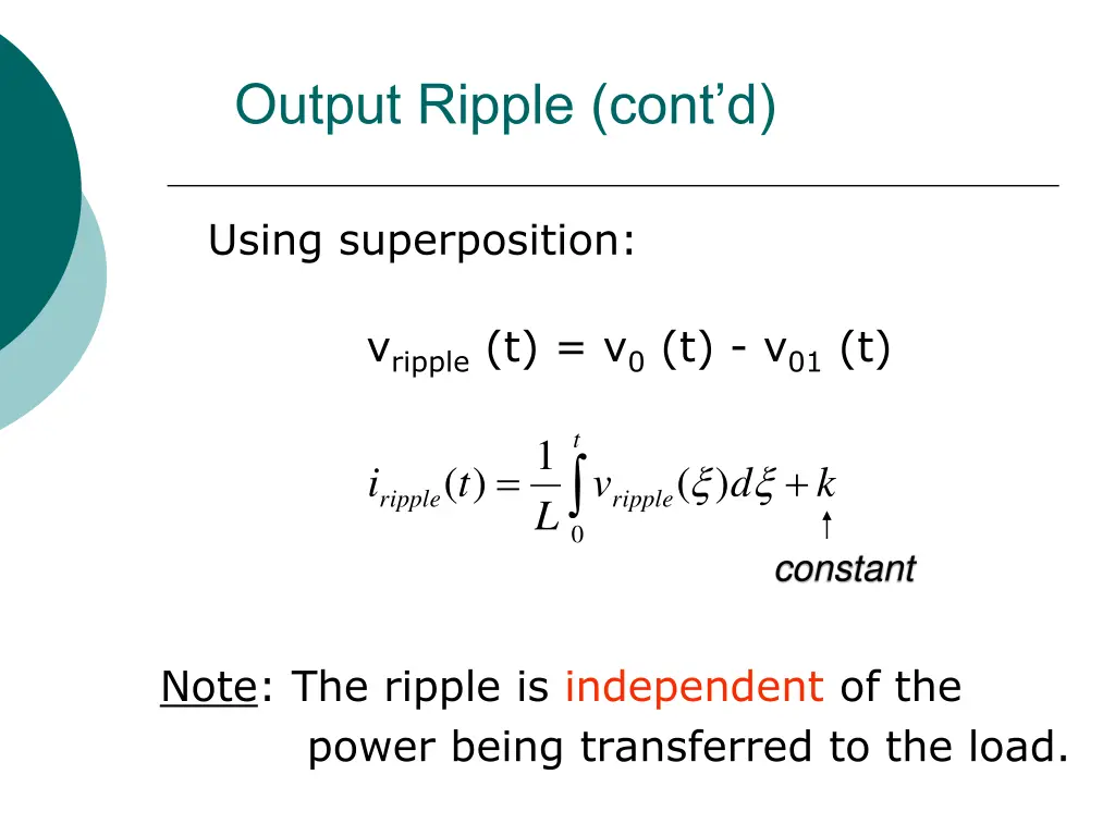 output ripple cont d