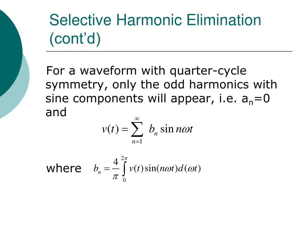 selective harmonic elimination cont d 1