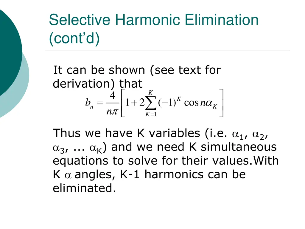 selective harmonic elimination cont d 2