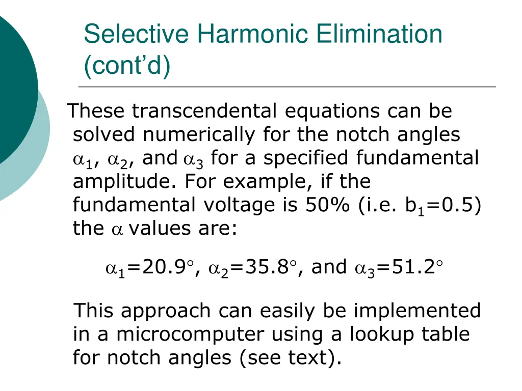 selective harmonic elimination cont d 4