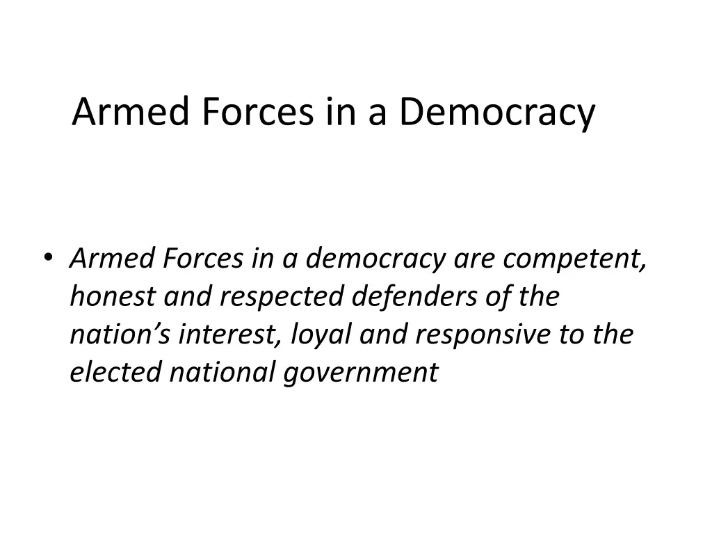 armed forces in a democracy