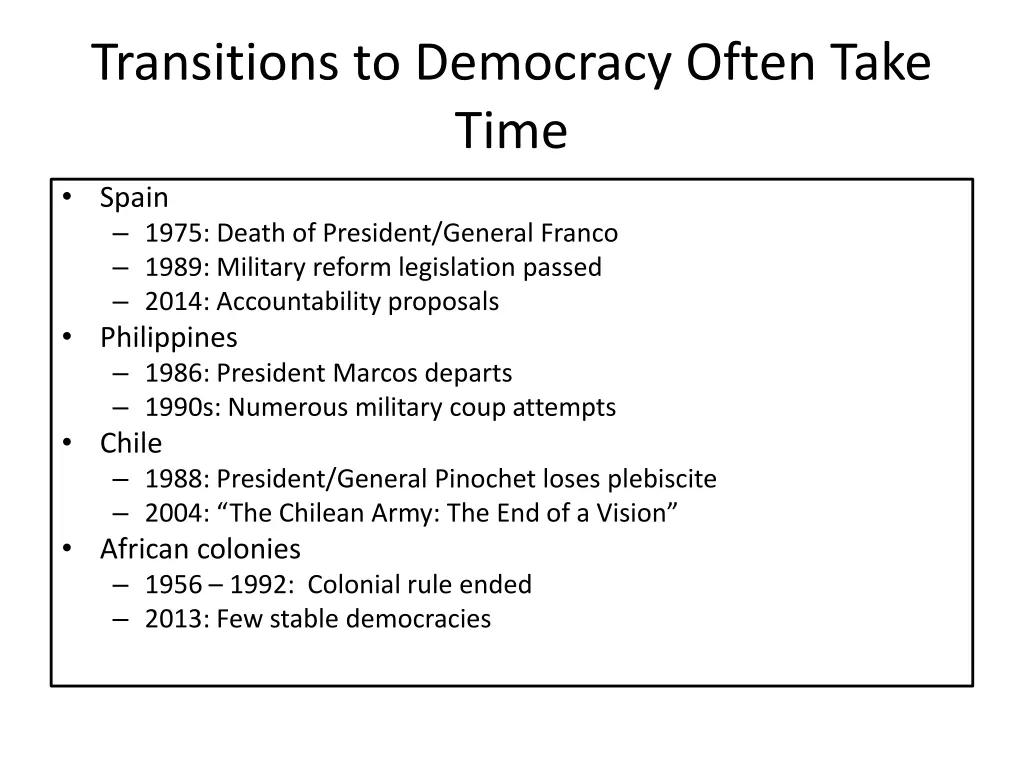 transitions to democracy often take time