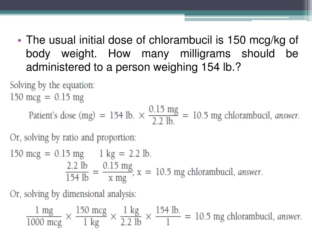 the usual initial dose of chlorambucil