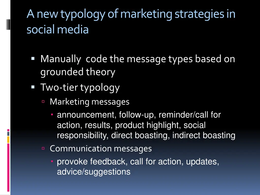 a new typology of marketing strategies in social
