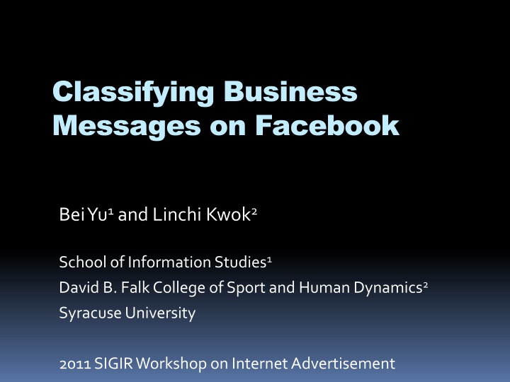 classifying business messages on facebook