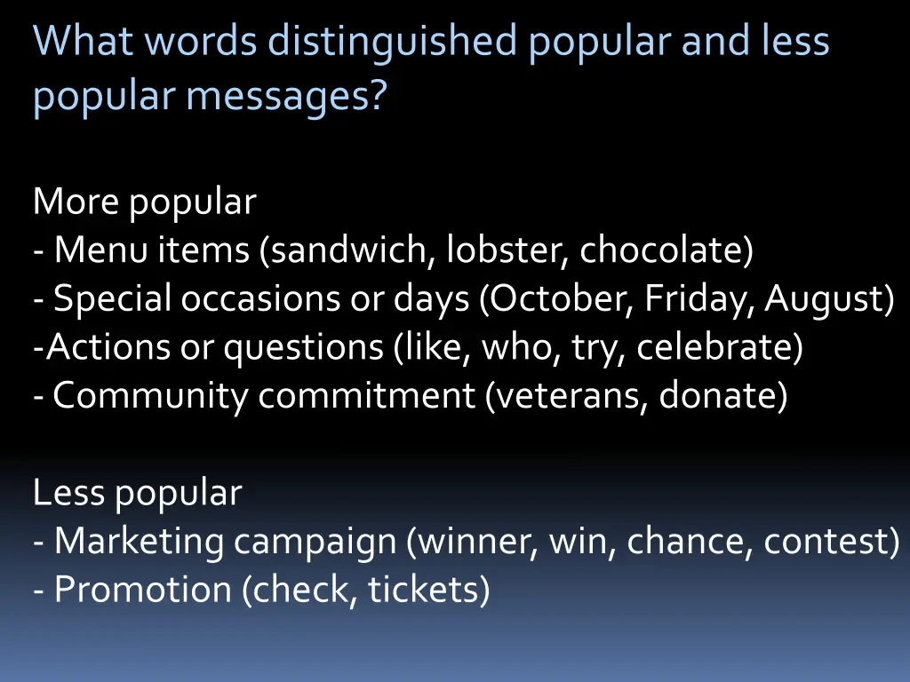 what words distinguished popular and less popular