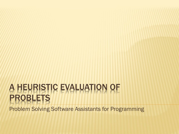 a heuristic evaluation of problets problem