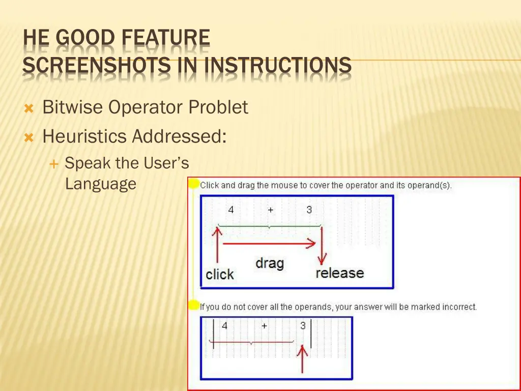 he good feature screenshots in instructions
