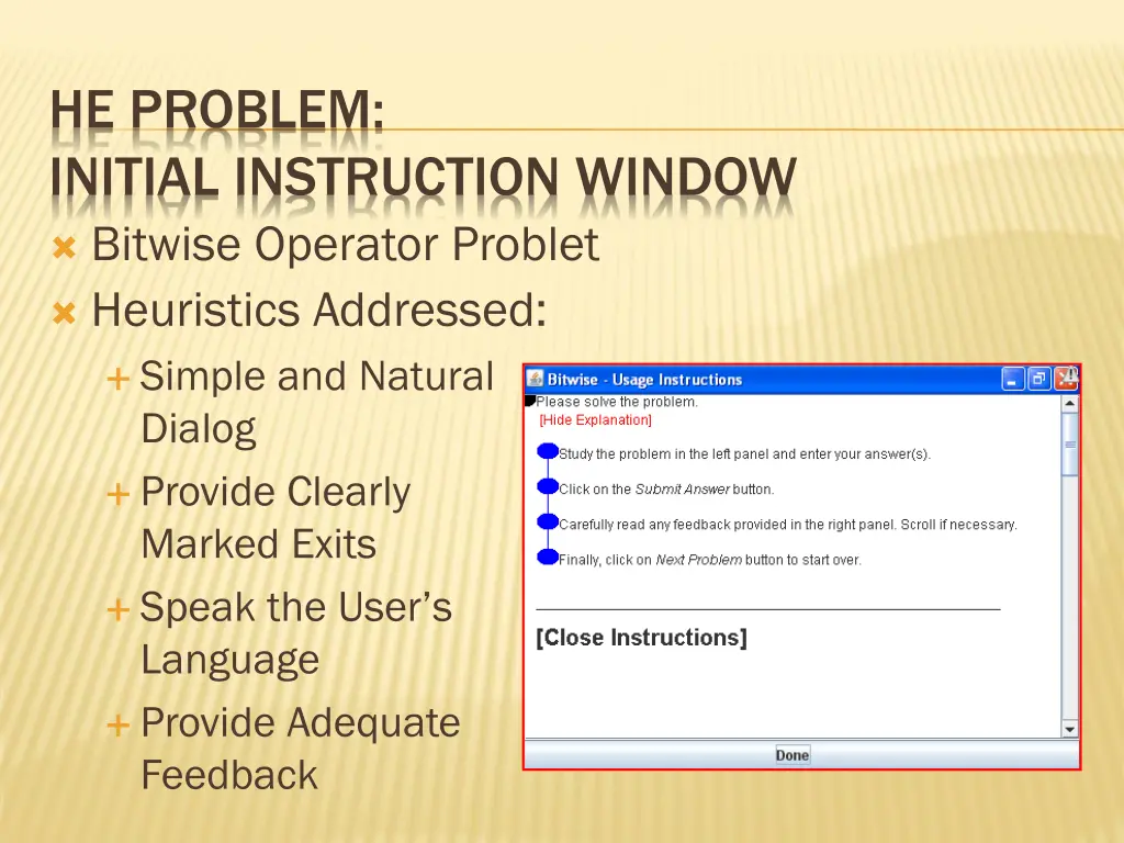 he problem initial instruction window bitwise