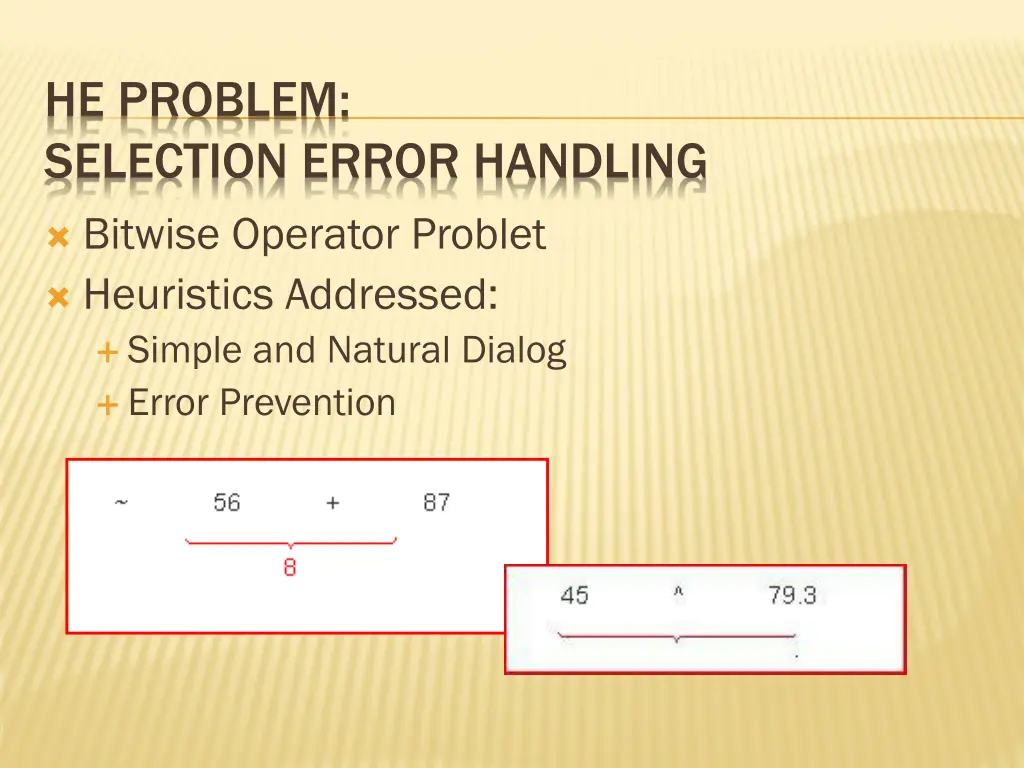 he problem selection error handling