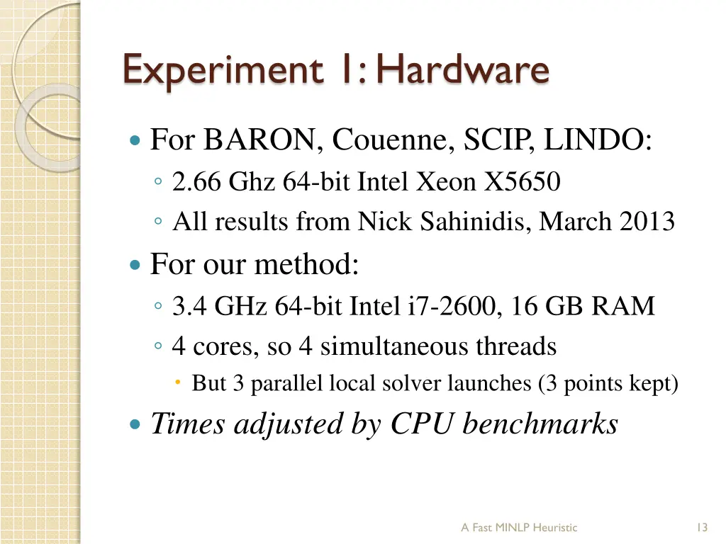 experiment 1 hardware