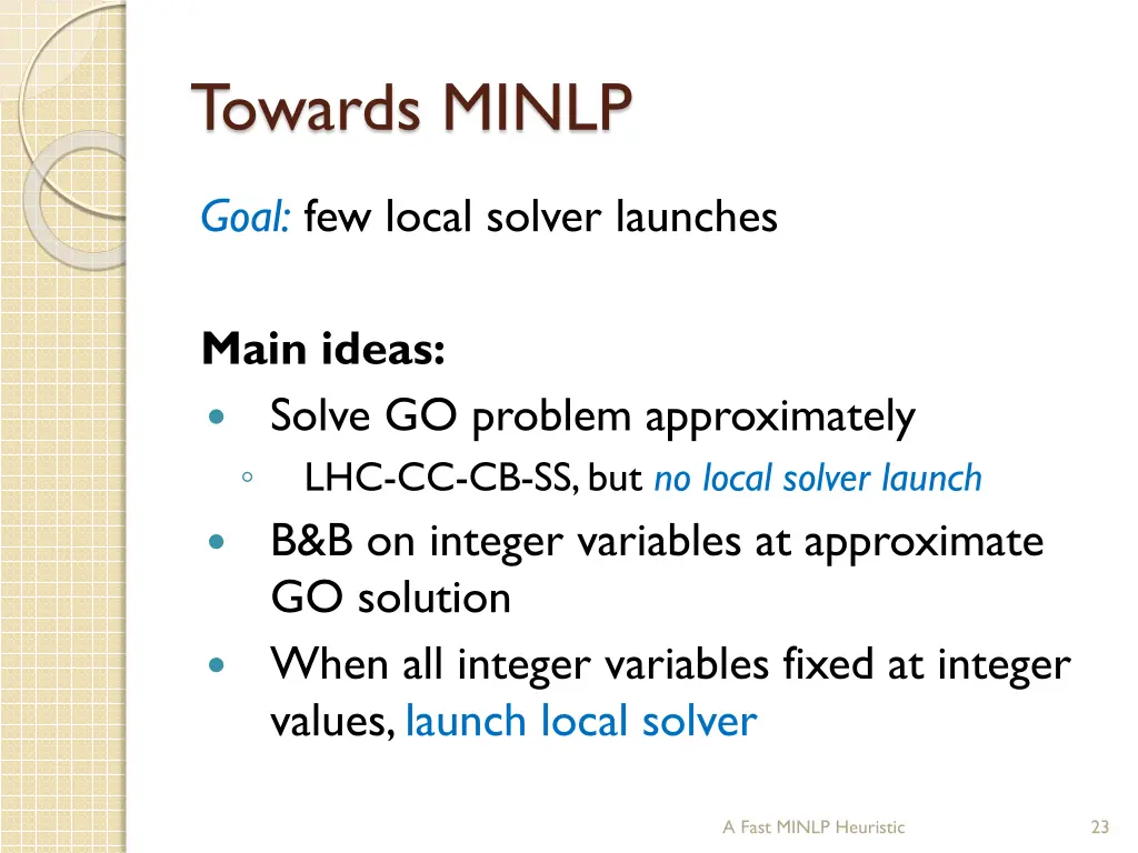 towards minlp