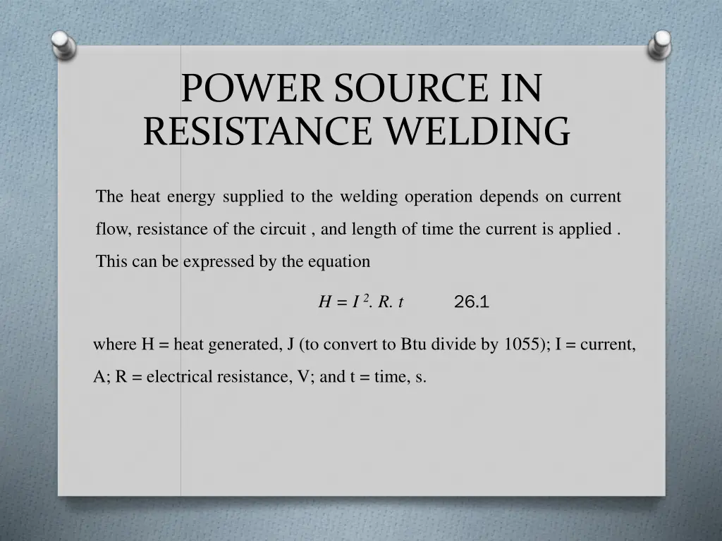 power source in resistance welding