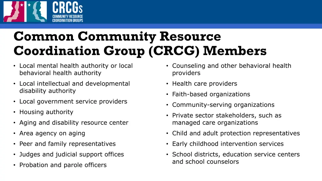 common community resource coordination group crcg