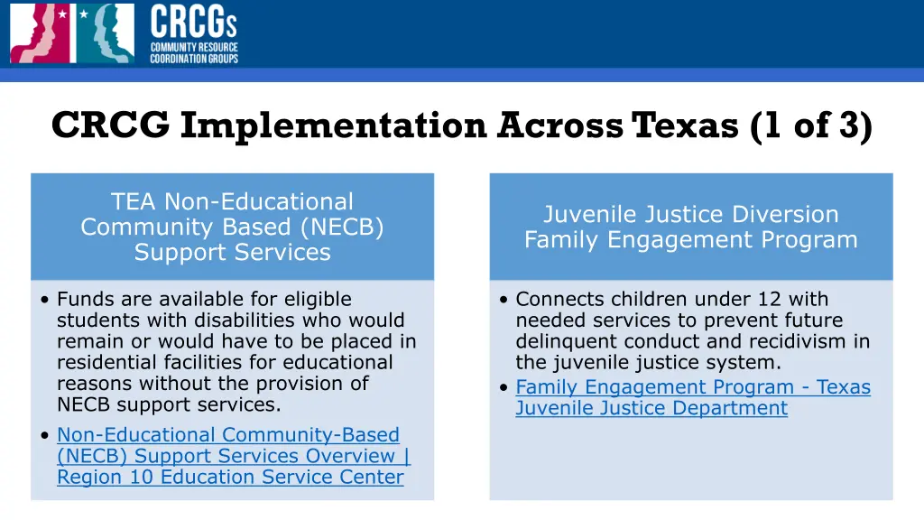 crcg implementation across texas 1 of 3