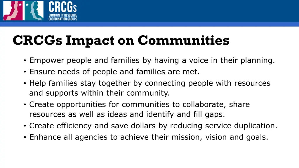 crcgs impact on communities