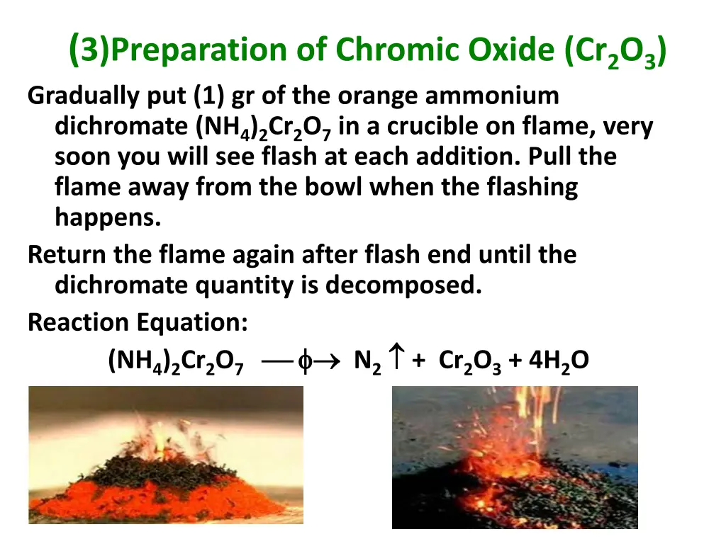 3 preparation of chromic oxide cr 2 o 3 gradually