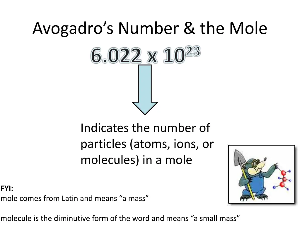 avogadro s number the mole 6 022 x 10 23