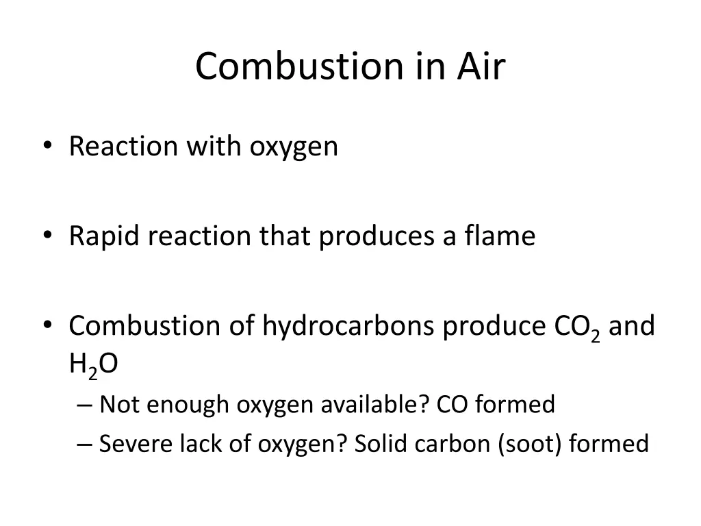 combustion in air