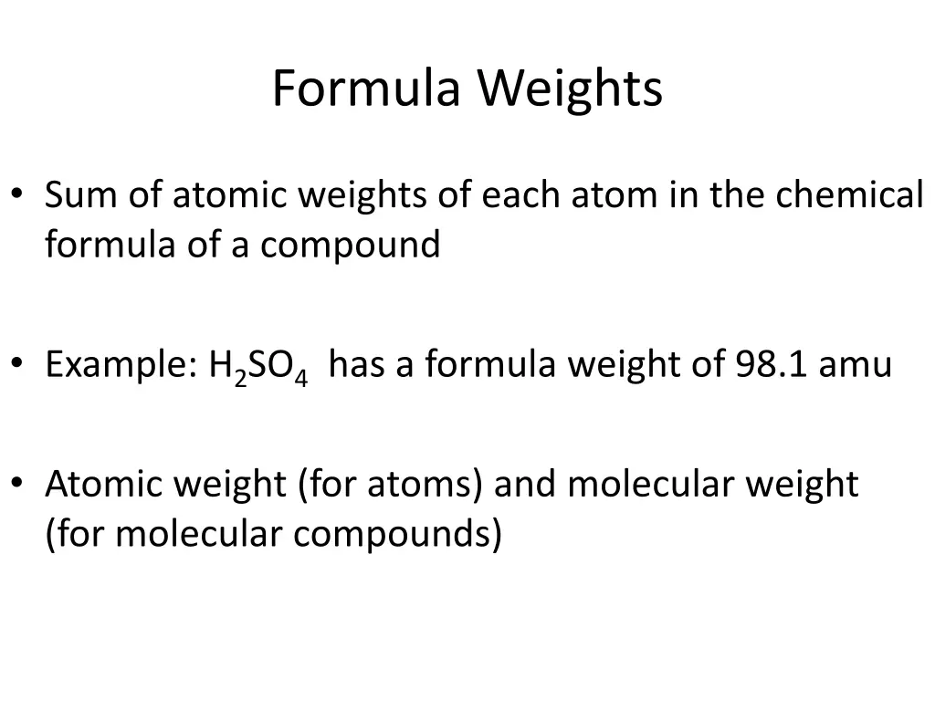 formula weights