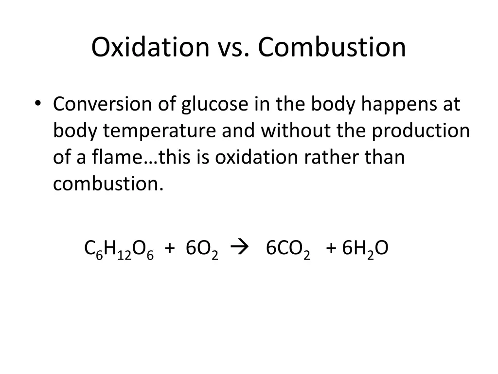oxidation vs combustion