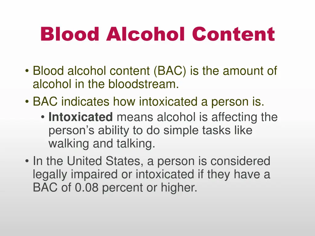 blood alcohol content