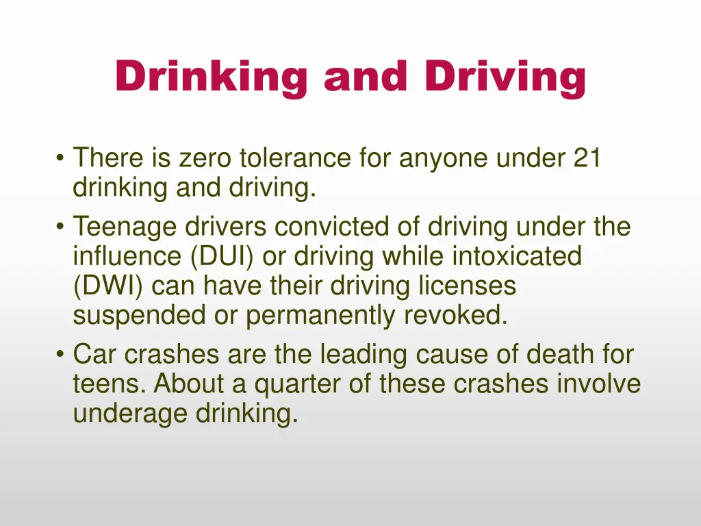 drinking and driving