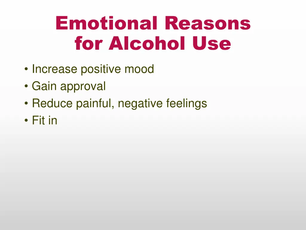 emotional reasons for alcohol use
