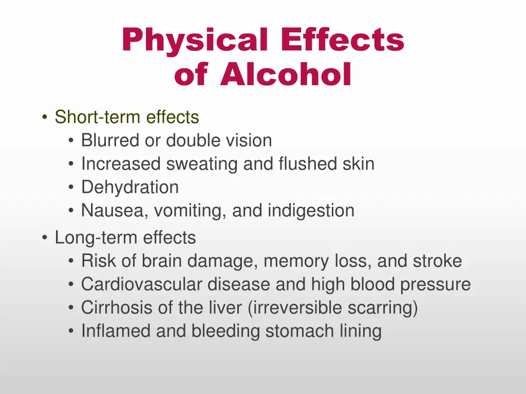 physical effects of alcohol
