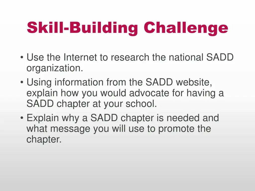 skill building challenge
