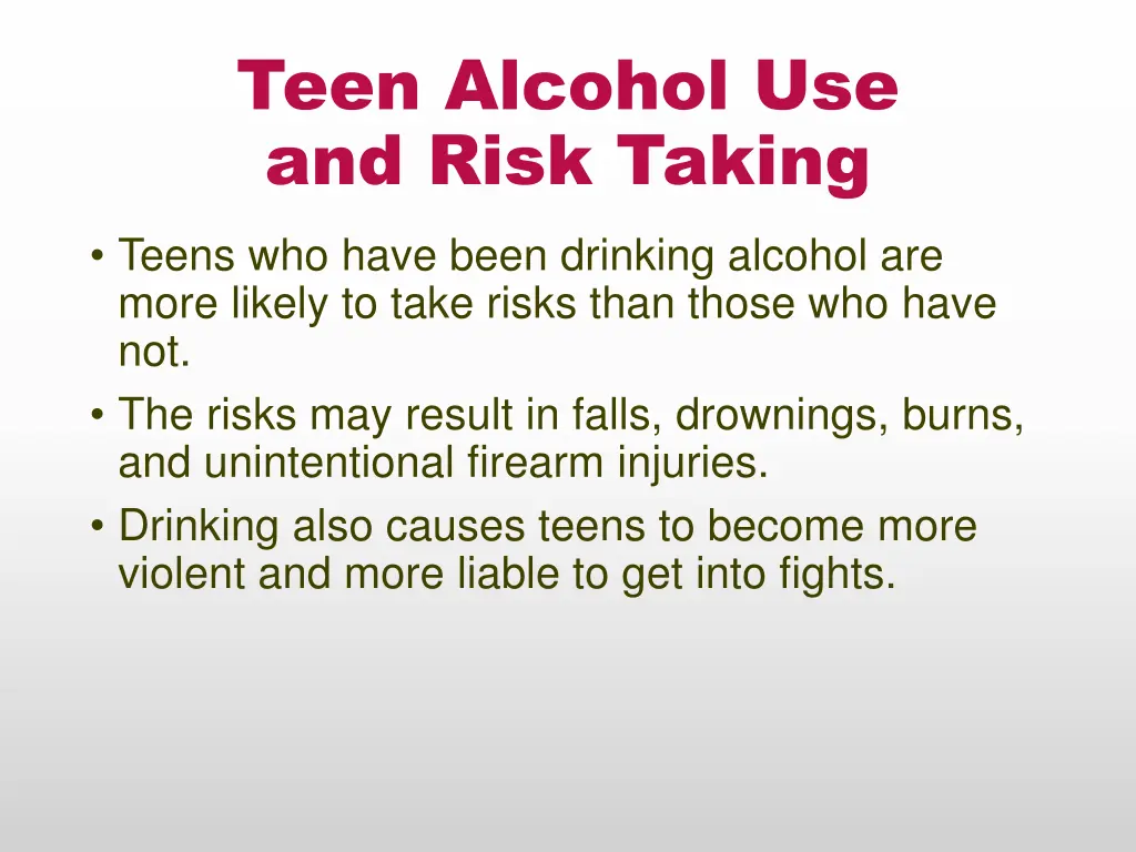 teen alcohol use and risk taking
