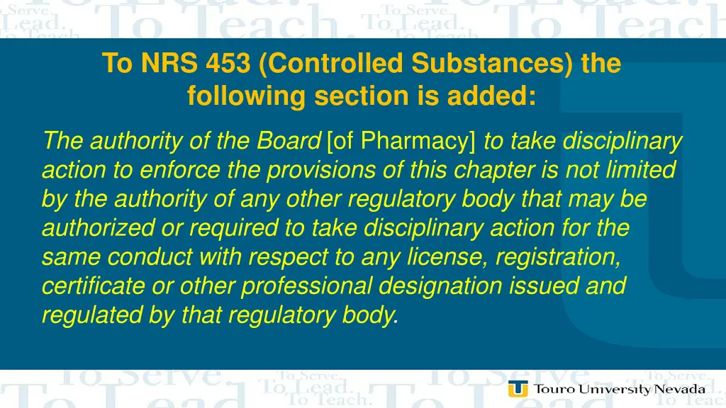 to nrs 453 controlled substances the following