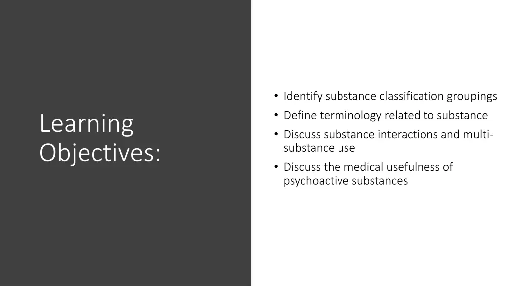 identify substance classification groupings