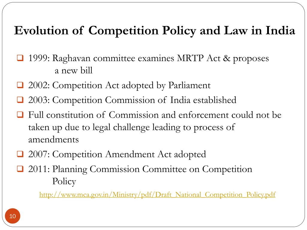 evolution of competition policy and law in india 1