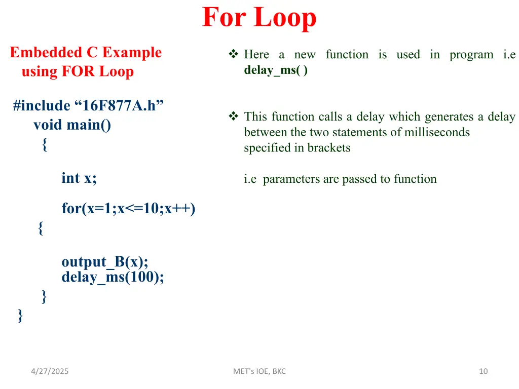 for loop