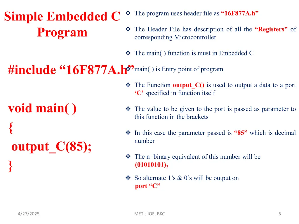 simple embedded c program