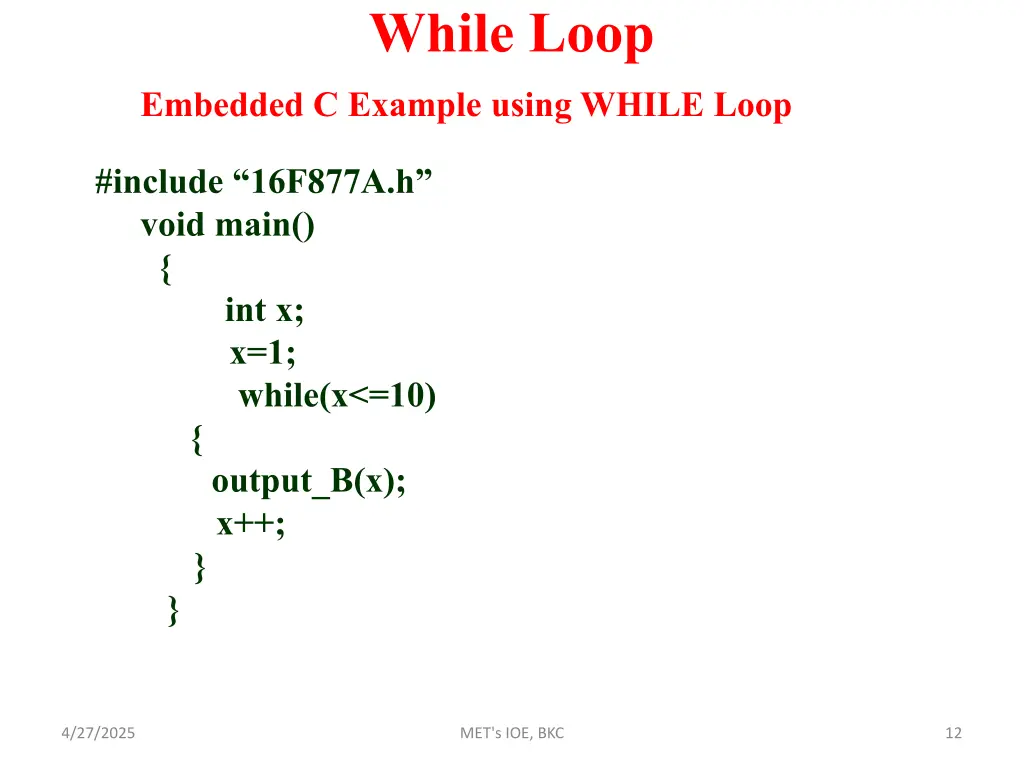 while loop