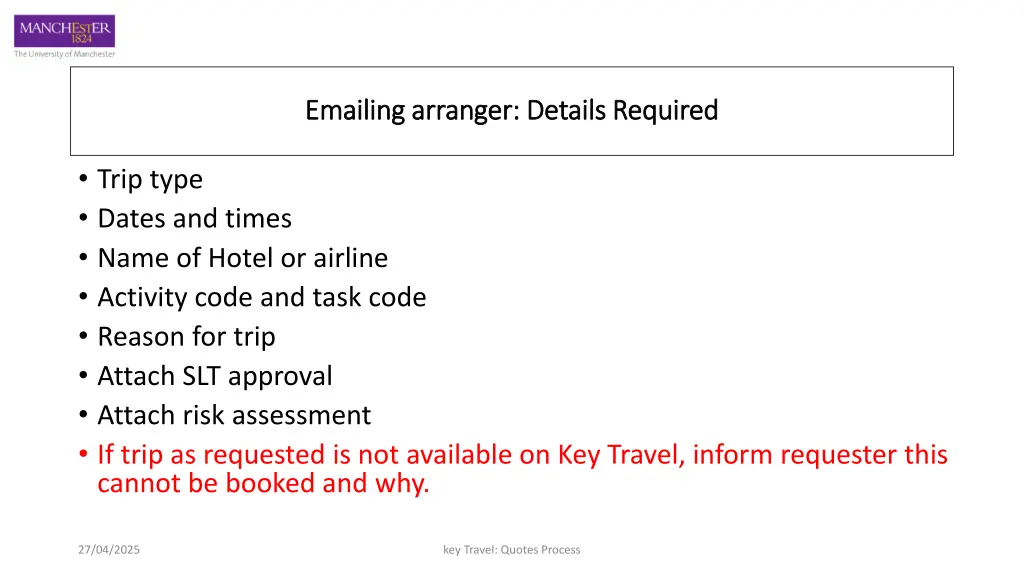 emailing arranger details required emailing