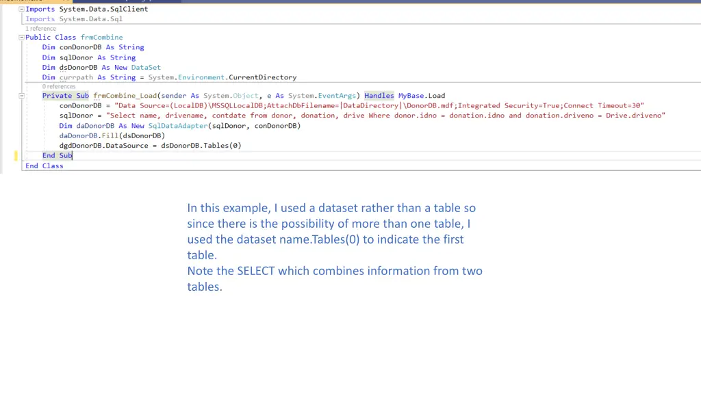 in this example i used a dataset rather than