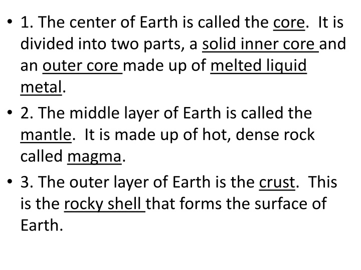 1 the center of earth is called the core