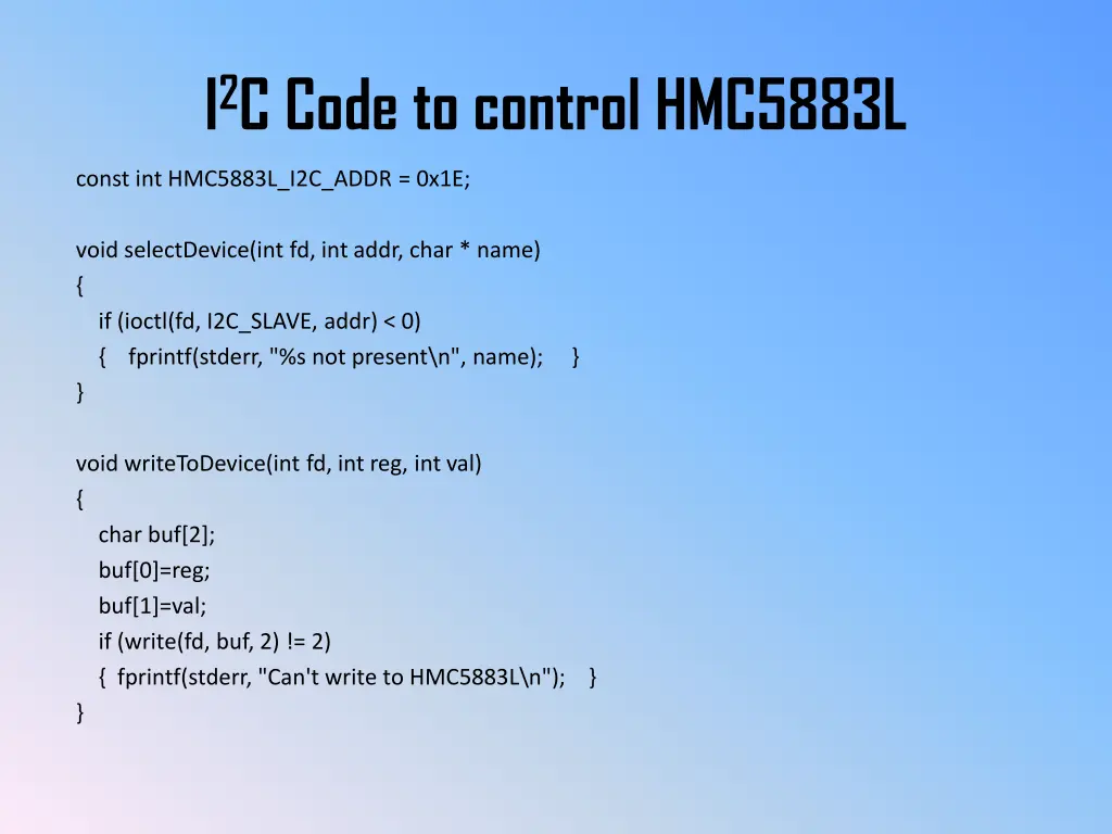 i 2 c code to control hmc5883l 1