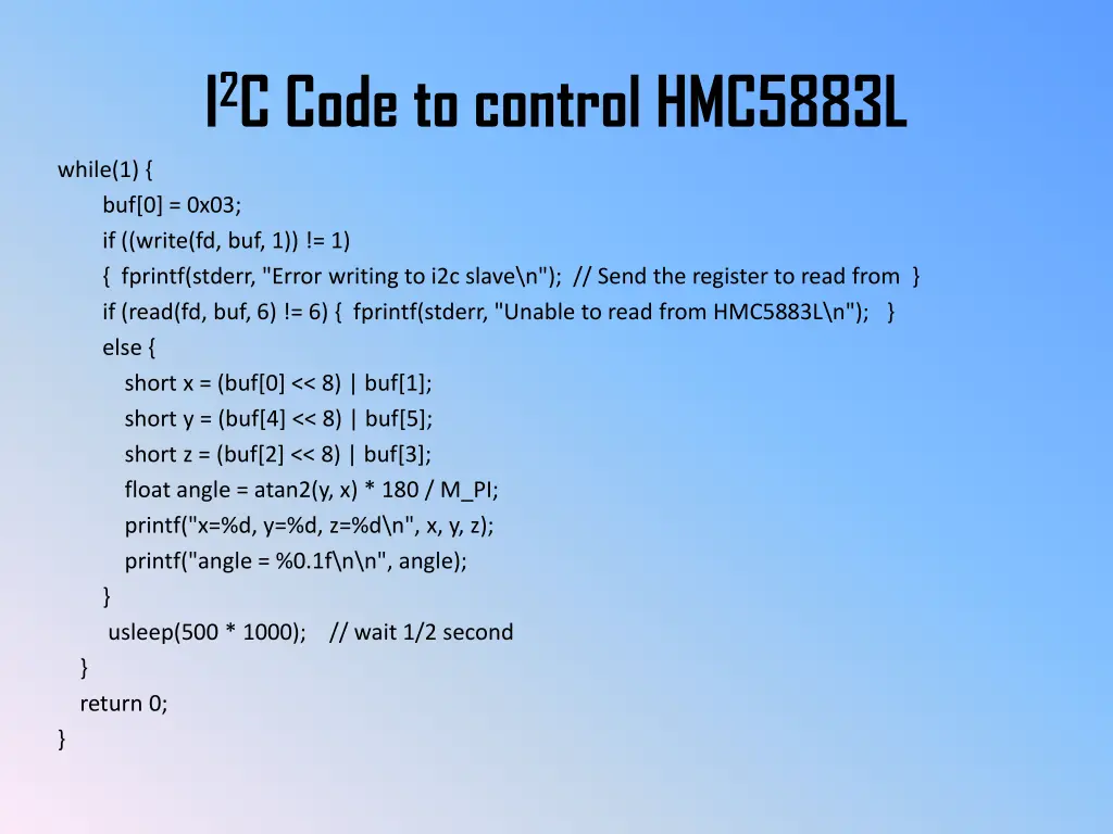 i 2 c code to control hmc5883l 3