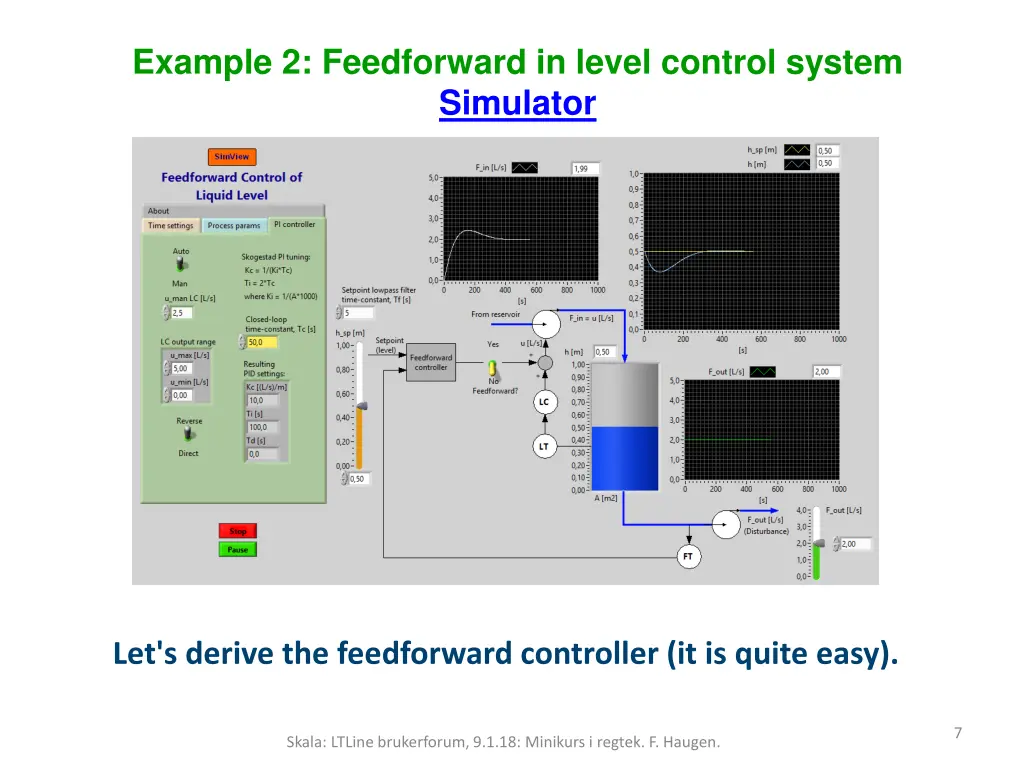 example 2 feedforward in level control system