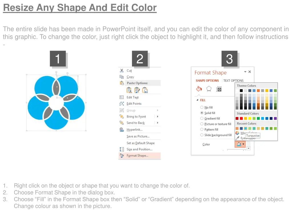 resize any shape and edit color