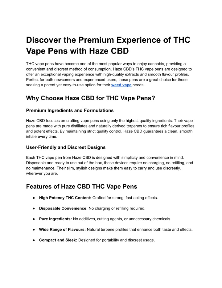 discover the premium experience of thc vape pens