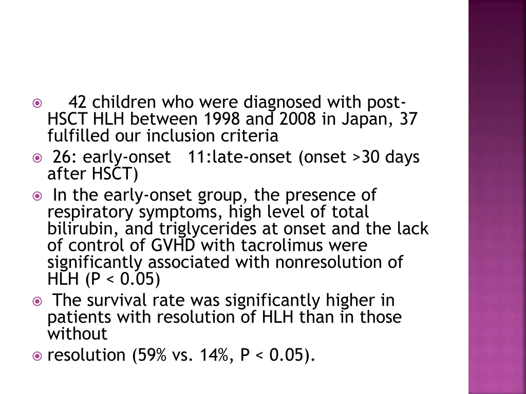42 children who were diagnosed with post hsct